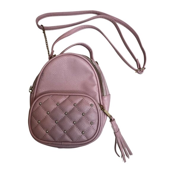 Pink Quilted Mini Backpack With Tassel Accents & Adjustable Strap By Claires - Picture 1 of 16